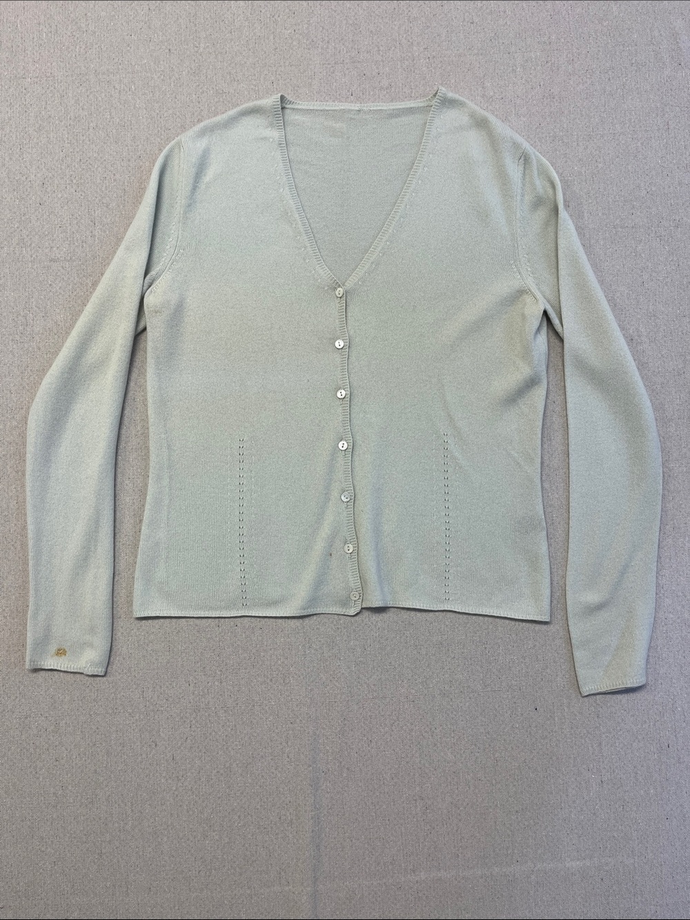 Italian 100% Cashmere Light Green Button Cardigan Sweater